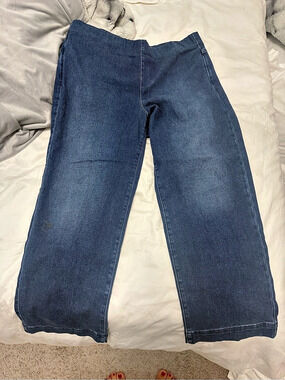 NYDJ Bailey Relaxed Wide Leg Jeans Blue Large